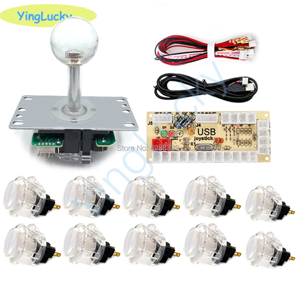 Arcade-Joystick-Set mit USB-Encoder, PC-Controller + Sawan-Joystick + transparente Tasten für Arcade-MAME-Spiele, Raspberry Pi. – Detail 13