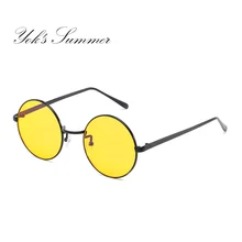 YOK'S Night Driving желтые солнцезащитные очки с антибликовым покрытием, очки для вождения, Круглые, Джон Леннон, битник, круговые очки Gafas UL993