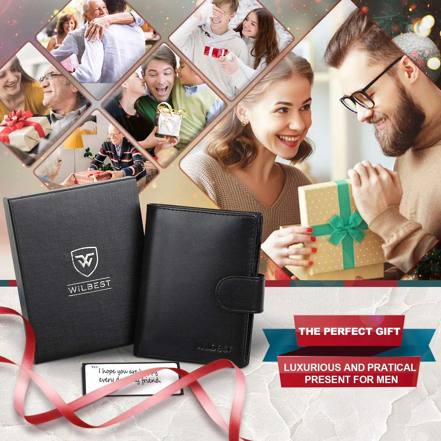 Men Genuine Leather Wallet Business Purse RFID Card Holder Transparent Windows Bank Note Coin Compartment Black 6