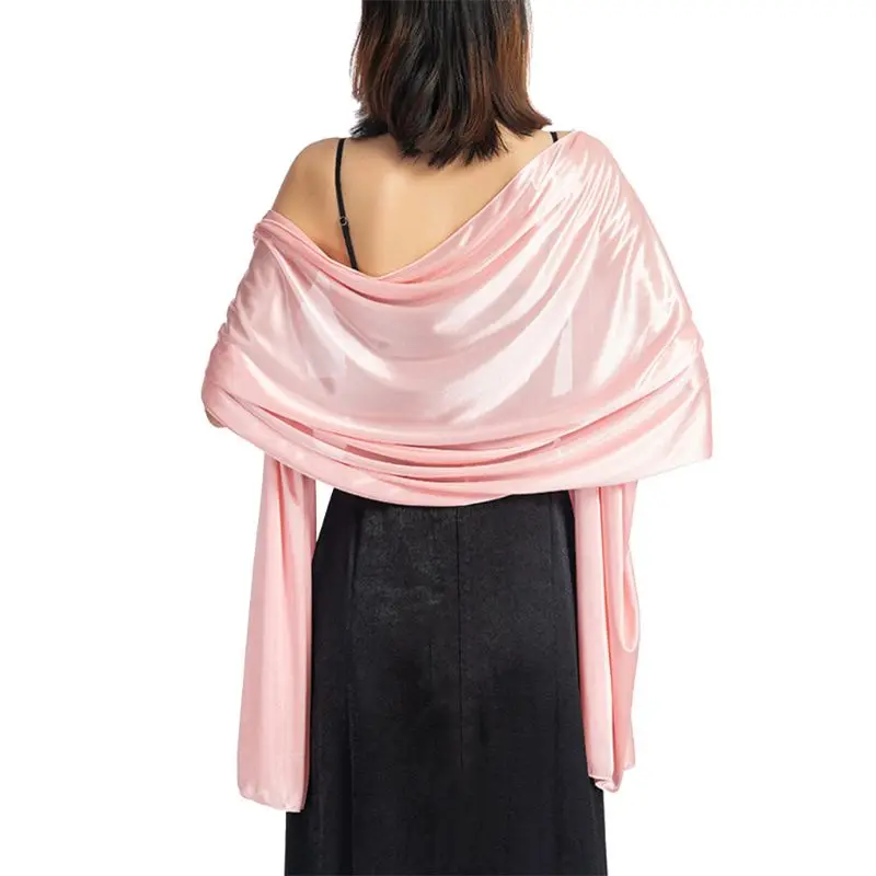 

200x70cm Womens Imitation Silk Sheer Scarf Cape Solid Color Long Shawl Wrap for Wedding Party Banquet Vintage Prom Accessories