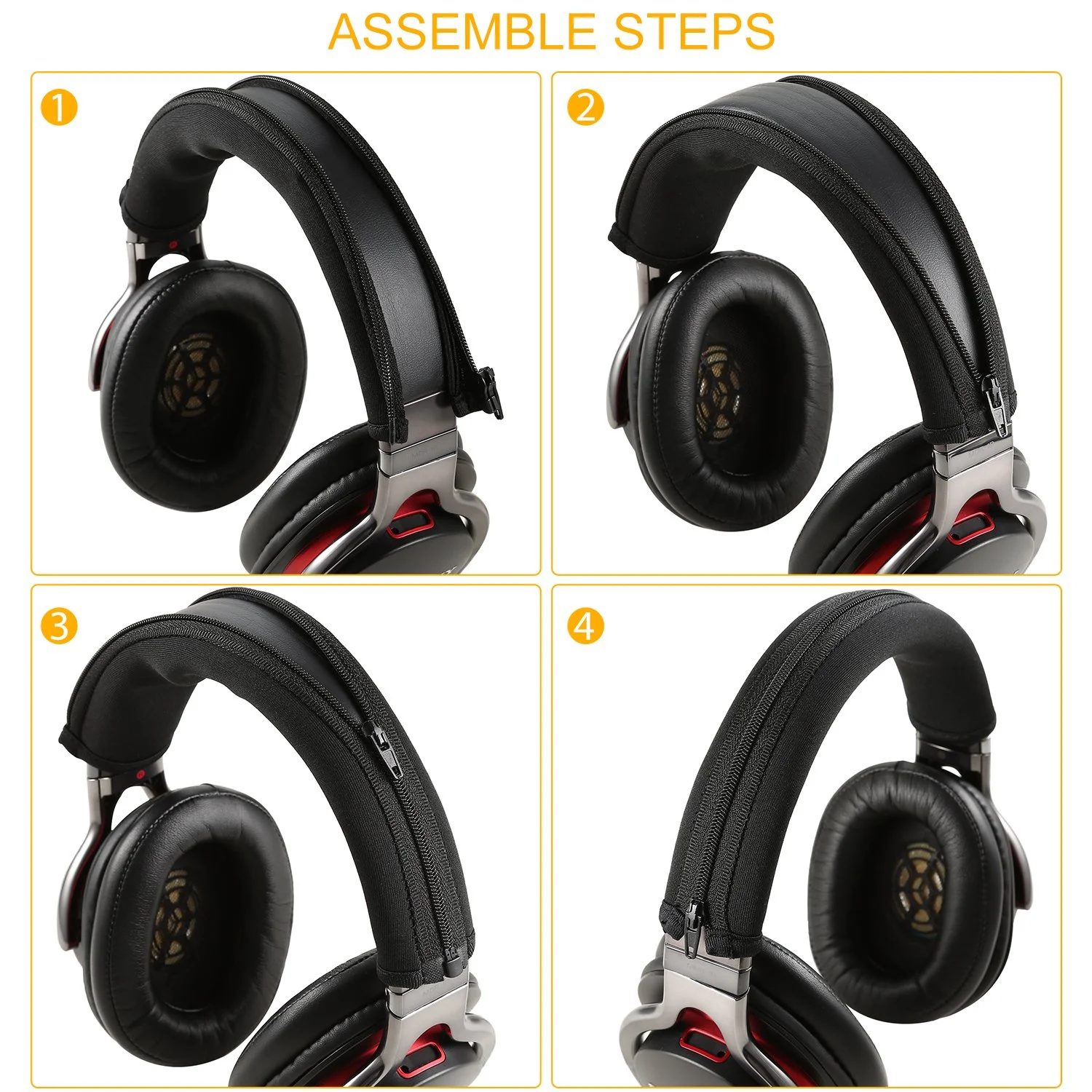 Replacement Cloth Headband Cover Protector with Zipper for Sony MDR-1R MDR-1RNC MDR-1RBT MDR-1A MDR-1ADAC MDR-1ABT Headphones