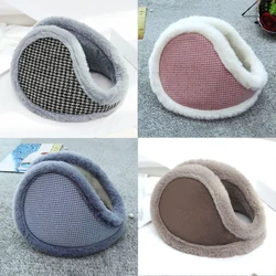 Nova elegante cavalheiro cor sólida houndstooth unisex earmuffs outono e inverno quente confortável esqui bonito capa de ouvido das mulheres dos homens