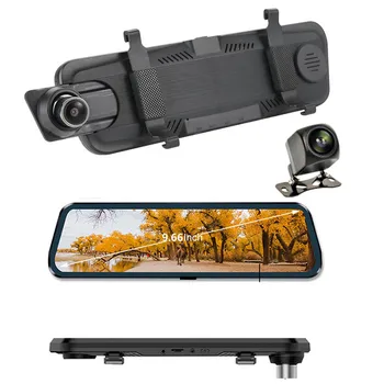 

Registrator Video Recorder Rear View Mirror Back UP Camera DVR Dash Cam Full Touch Screen 9.66 Inch Stream Media