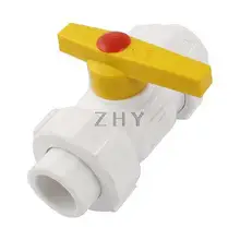 Водоснабжения 25 мм до 25 мм концы 1/4 поворот полипропиленовый шаровой клапан белый желтый