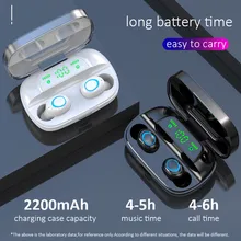 Écouteurs sans fil Bluetooth 5.0 stéréo S11TWS 9D, oreillettes de sport étanches IPX7, fonctionne sur tous les smartphones Android iOS