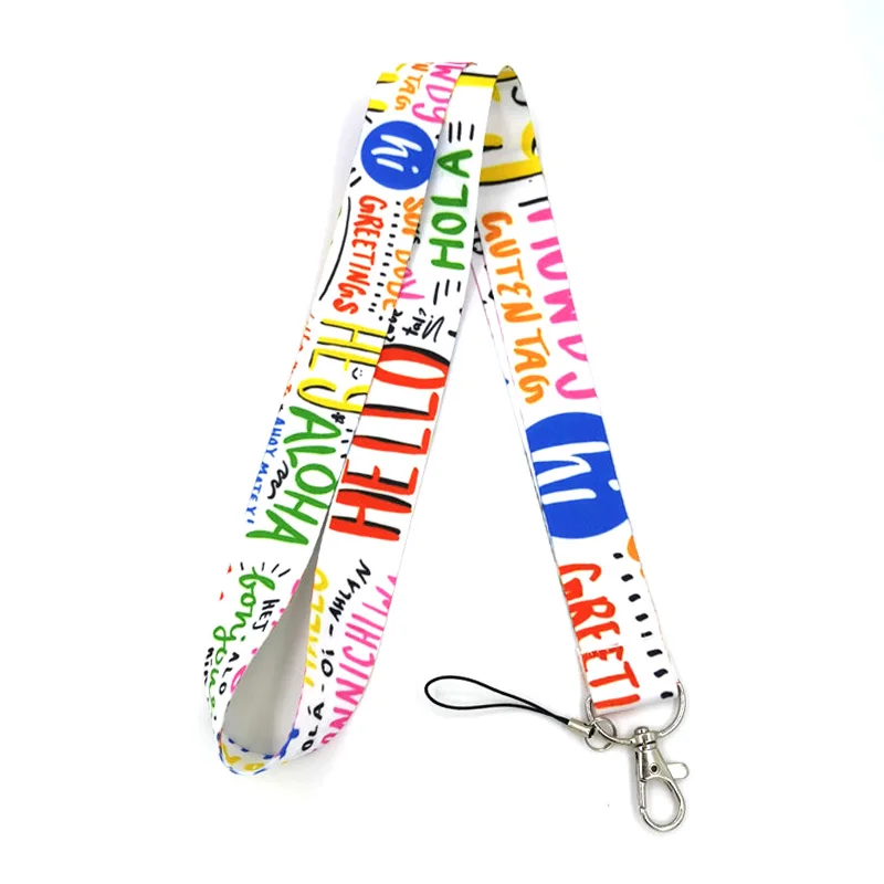 

Hello Different language versions letters Neck Strap Lanyards ID badge card holder keychain Mobile Phone Strap Gifts