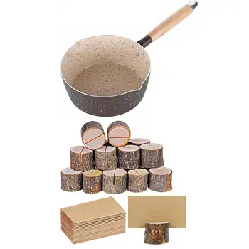 

Maifan Stone Non-Stick Cook Noodles Hot Milk Soup Pots 18cm with 20 Pieces Wooden Card Folder and Kraft Paper