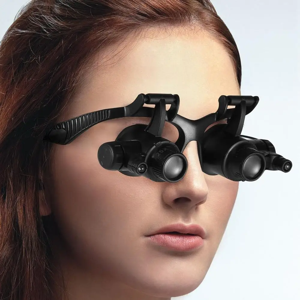 

LED Light Lamp Magnifying Glasses Head Loupe Jeweler Headband Magnifier Eye Glasses Optical Glass Tool Repair Reading Magnifier