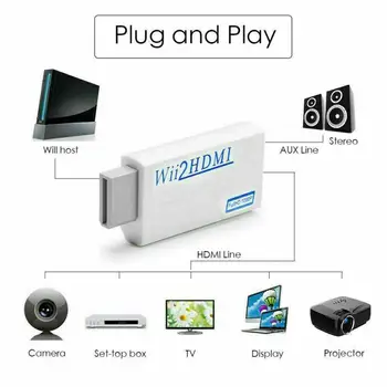 

Portable Wii To HDMI Wii2HDMI Full HD Converter Audio Output Adapter TV High Definition Output White Audio Accessories