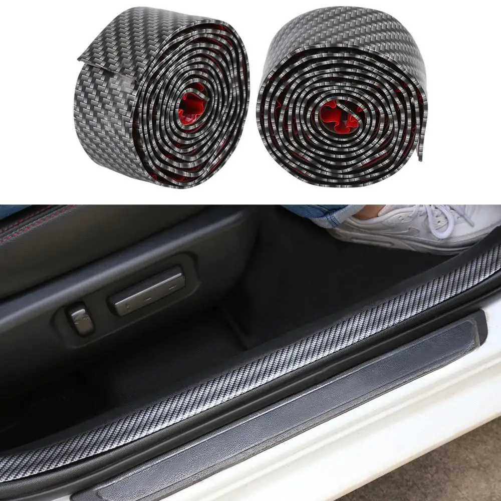 

X Autohaux 1m 3.3ft Car Universal Rubber Sticker Carbon Fiber Pattern Door Sill Protector Edge Guard Strip Rubber Protectors