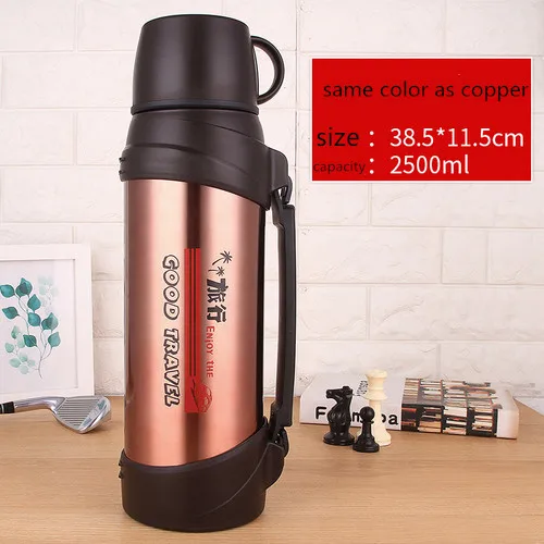 Yellow 2500ml 304 термос большой емкости из нержавеющей стали, 1200 мл, 1500 мл, 2л, для машины, для путешествий, портативная бутылка-термос л - Цвет: Yellow 2500ml