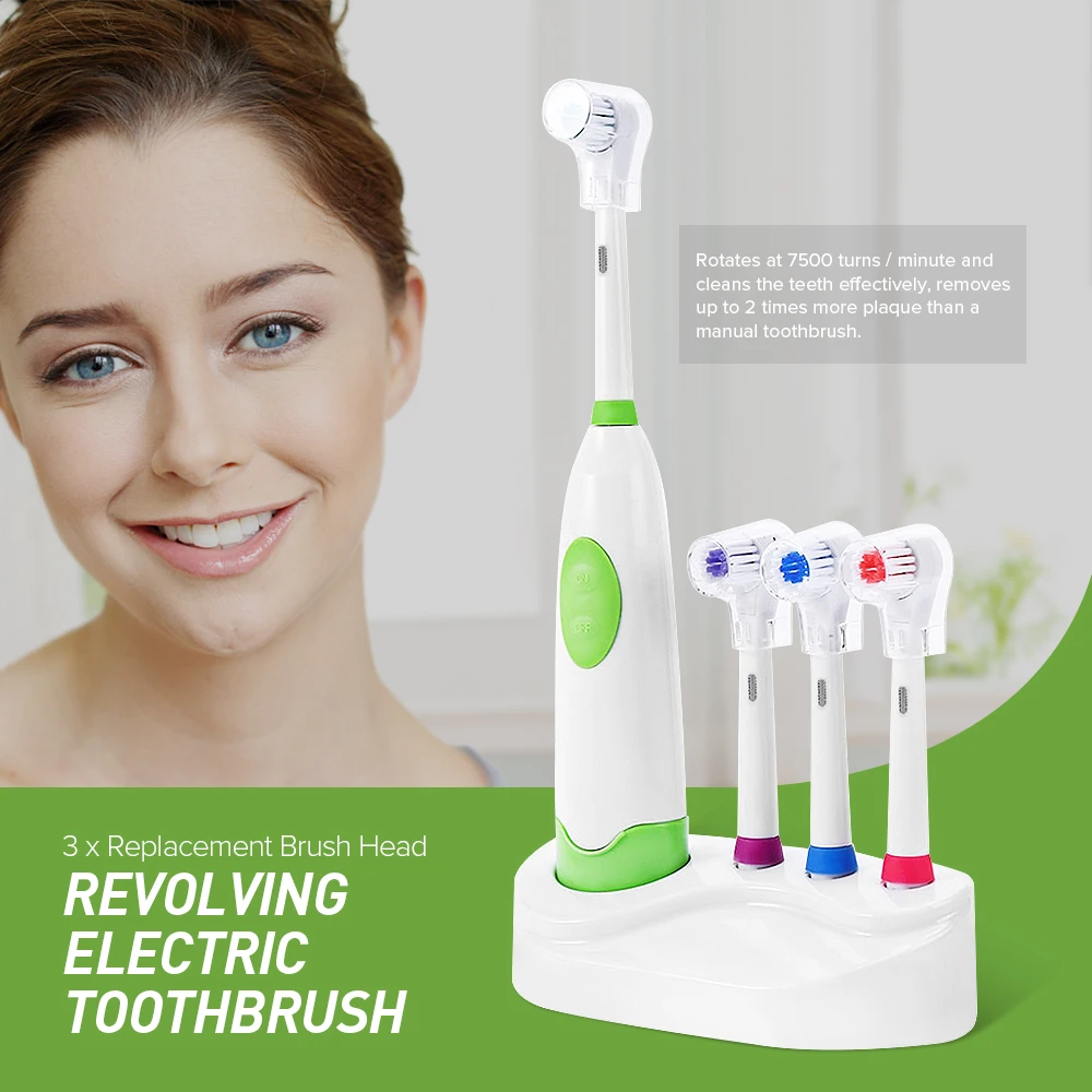 1 Set New Design Battery Operated Electric Toothbrush Waterproof Dental Care Revolving Toothbrush Heads + 3 Nozzles Oral Hygiene 1 Set New Design Battery Operated Electric Toothbrush Waterproof Dental Care Revolving Toothbrush Heads + 3 Nozzles Oral Hygiene