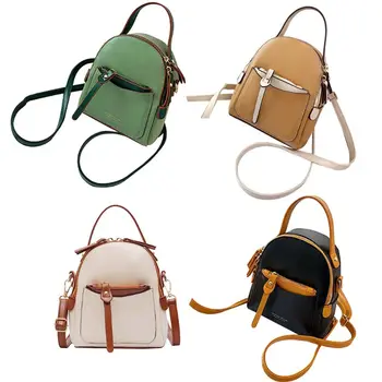 

Women Mini Backpack Casual Sweet Style PU Leather 2 Zipper Ladies Handbag Travel LX9F