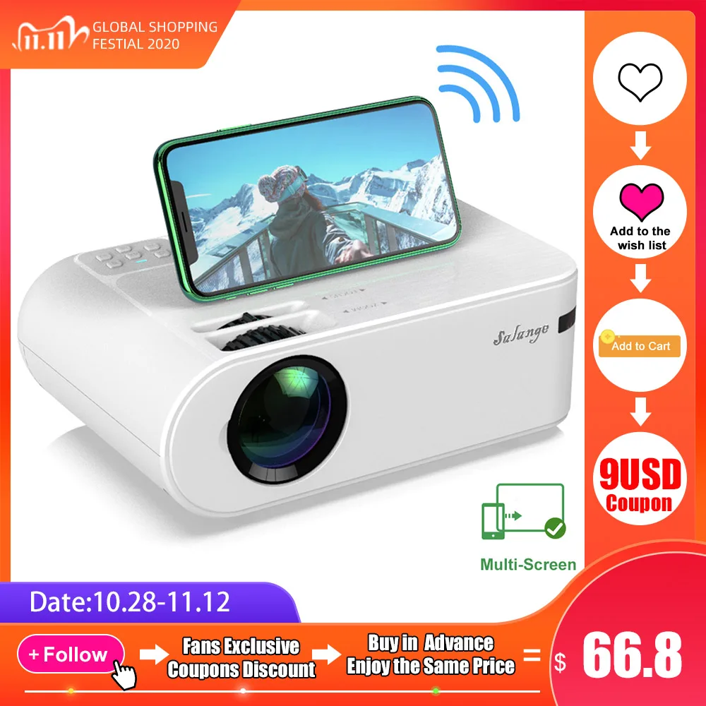 Newest UNIC UC46 LCD Mini Pico Projector Full HD 1080P Home Theater 1200Lumens 2.4G WIFI HDMI AV USB SD IR Portable Projetor