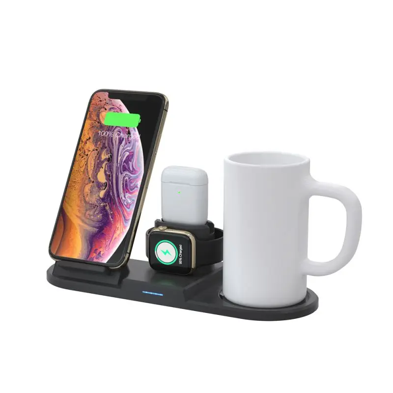 

15W Wireless Charging Station Phone Stand With Thermostat Warmer Cup For Apple Watch For Airpods