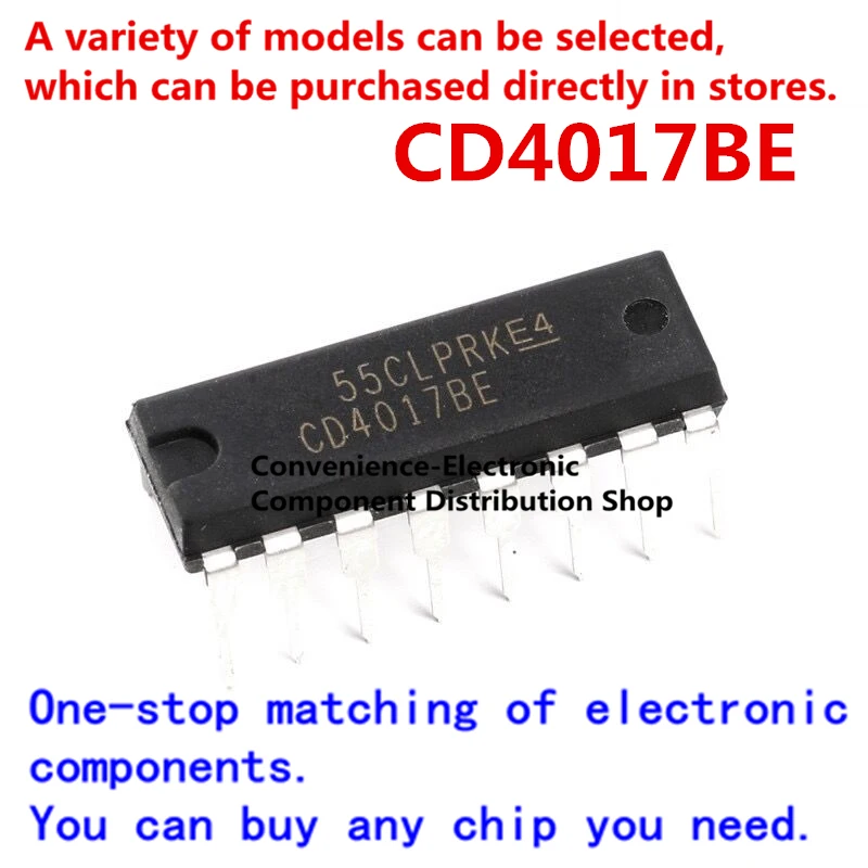 

10PCS/PACK CD4017BE CD4017 CMOS decimal counter with 10 decoded outputs DIP-16 IC