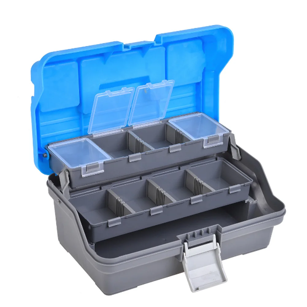 

Lightweight Tool Organizer 3 Layers Waterproof Storage Case Handheld Accessories ABS Carrying Portable Fishing Tackle Box