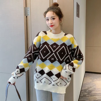 

6120# Autumn Winter Korean Fashion Knitted Maternity Sweaters Pullovers Clothes for Pregnant Women Pregnancy Tops