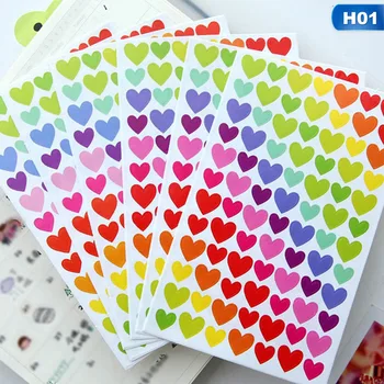 

6pcs/lot Round Dots Love Heart Paper Album Sticker DIY Little Colorful Diary Decorative Student School Children Album Supplies