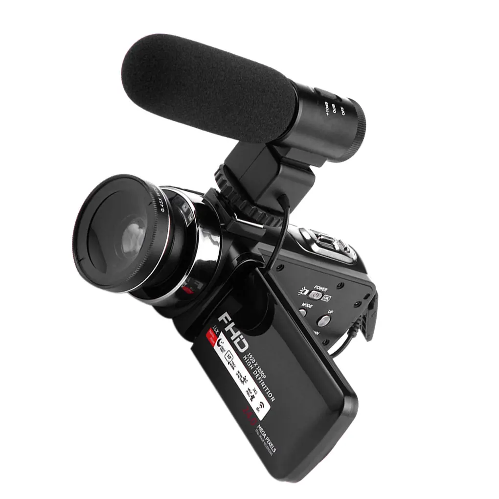 

16X Digital Zoom Video Camera Camcorder 1080P HD WIFI Wide Angle Lens/Outer Microphones Remote Control