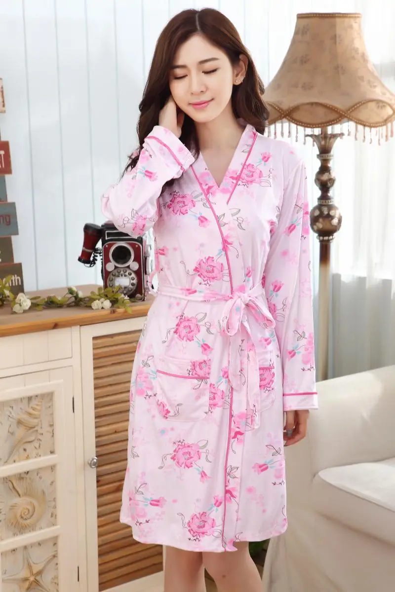 Night Robe Sleepwear Dress Two-Piece SetAutumn And Summer Cartoon Long-Sleeve Pajamas Strap Nightdress Tracksuit Nightgown