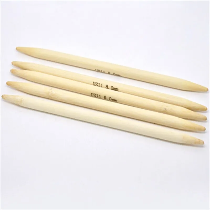

20cm Long Bamboo Hand Sewing Double Ponited Knitting Needle Crochet Hook Weave Craft Sewing Tools ( US Size 11/8.0mm ) 5PCs/Set