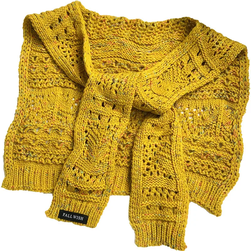 

Scarves Wraps Korean version of wool shawl women's retro knotted scarf autumn winter knitting shoulder fashion small waistcoat