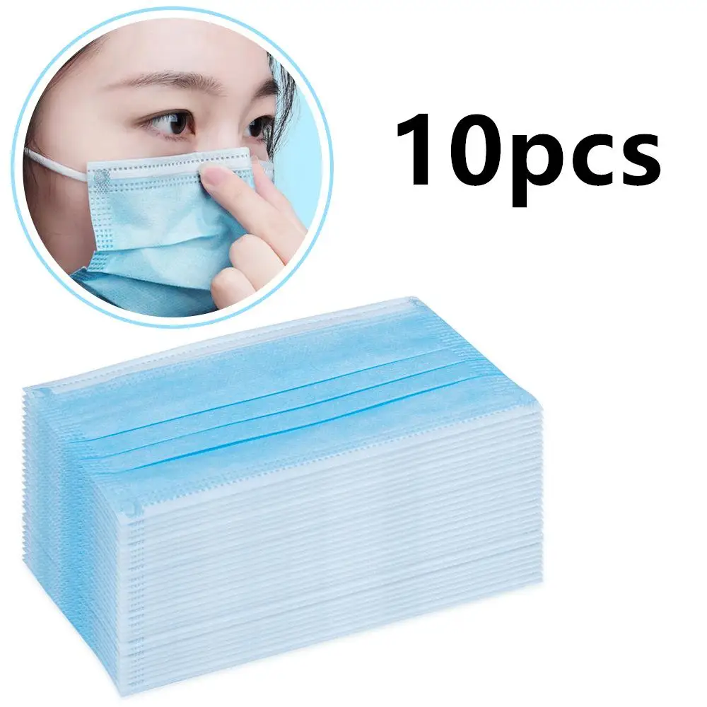 

10pcs Anti-Dust Dustproof Disposable Earloop Face Mask Mouth Masks One-Time Facial Protective Cover For Adults Kids Large Stock