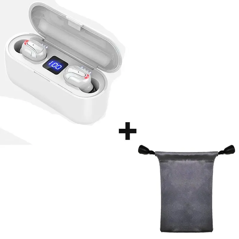 White add bag Q32-1, беспроводные наушники TWS Bluetooth 5,0, гарнитура, HD стерео гарнитура, HIFI, водонепроницаемые наушники с микрофоном, чехол для зарядки для iphone - Цвет: White add bag