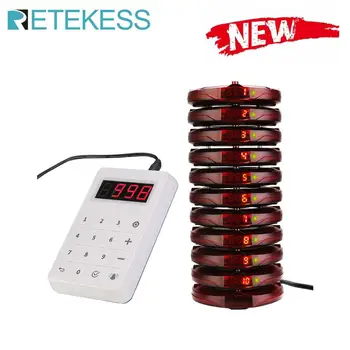 

RETEKESS TD158 Restaurant Pager Restaurant Calling System Wireless Queue Calling System With 10 Coaster Pager for coffee shop