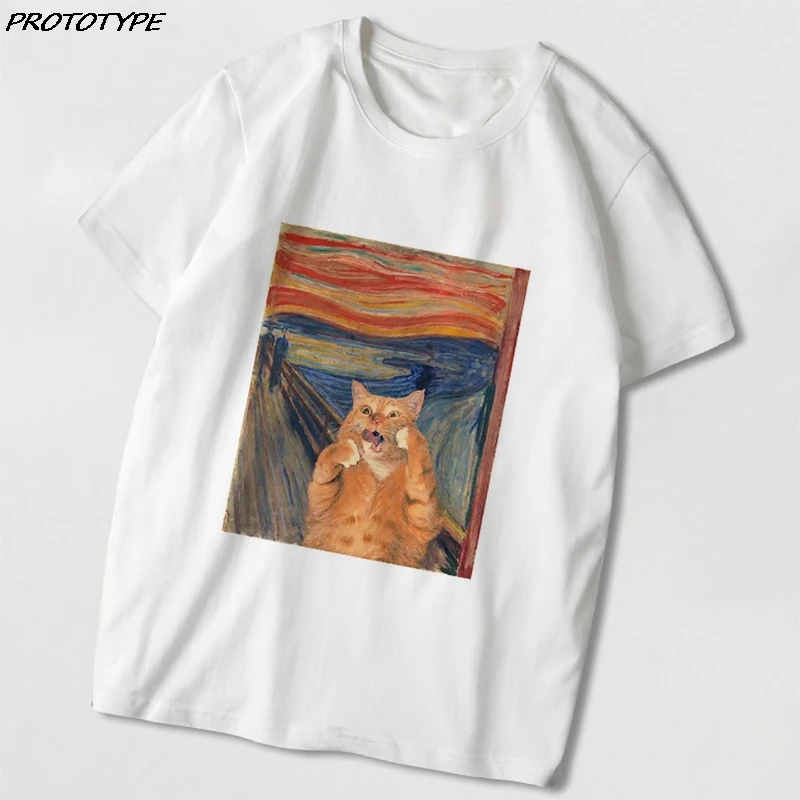 

Art Cat Animal Print TShirt Cute Aesthetic Funny Harajuku T Shirts Women Clothes Graphic Tees Summer Kpop 80s 90s Ladies Tops