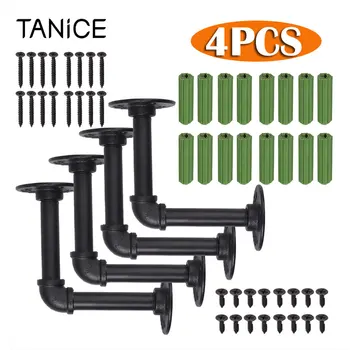 

TANiCE 4PCS Black Tube Rack Industrial Shelf Pipe Rack Bracket with Wall Mounts & Mounting Hardware for Scaffold Board Bookshelf