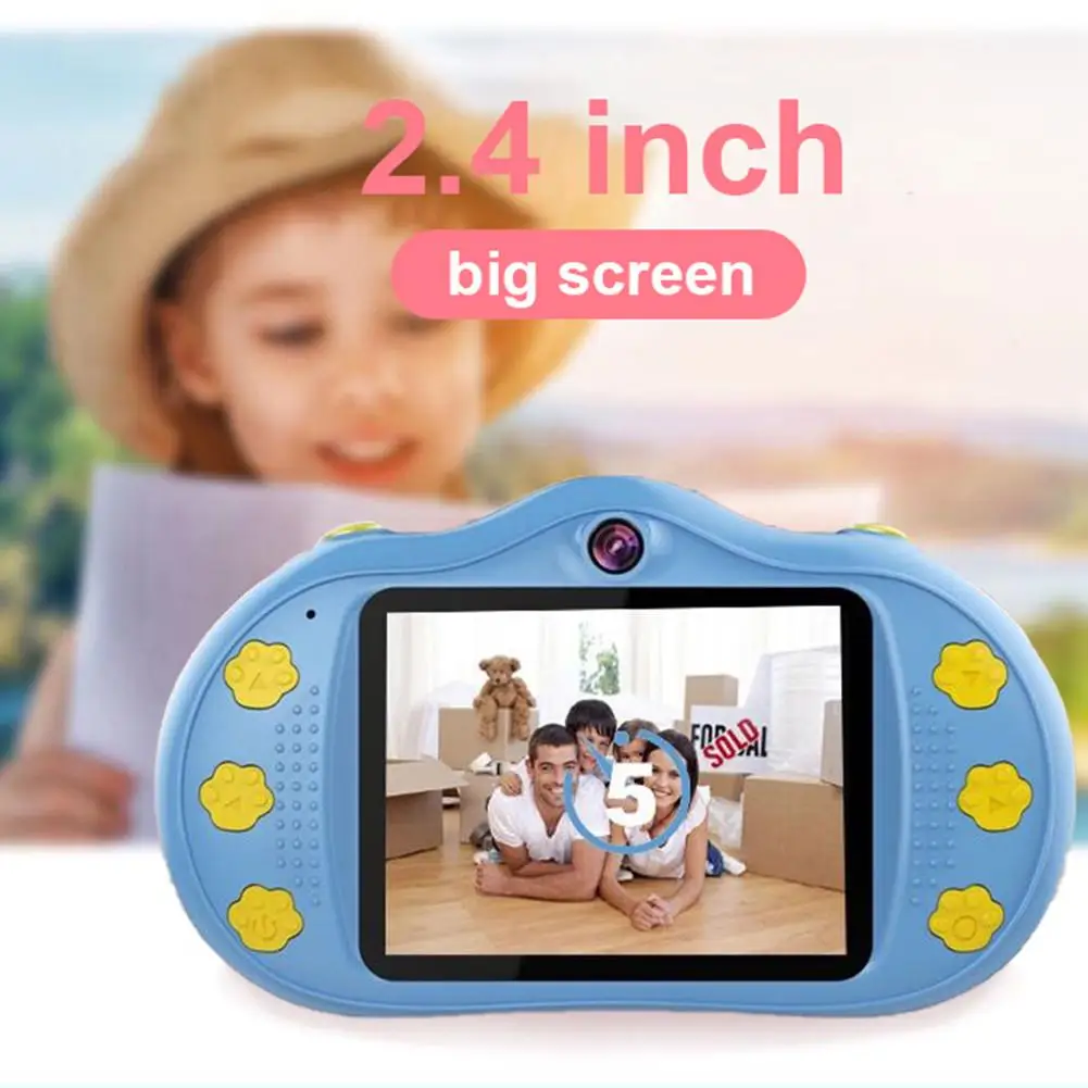 Детская мультяшная мини-камера, детские развивающие игрушки, 2.4IN сенсорный экран, HD камера, цифровой двойной объектив, 1080P видеокамера