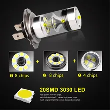 

H9 H7 H8 H11 LED 9005 9006 H10 Led Bulb Car DRL Fog Lights Auto Lamp 12V 24V White 6000K