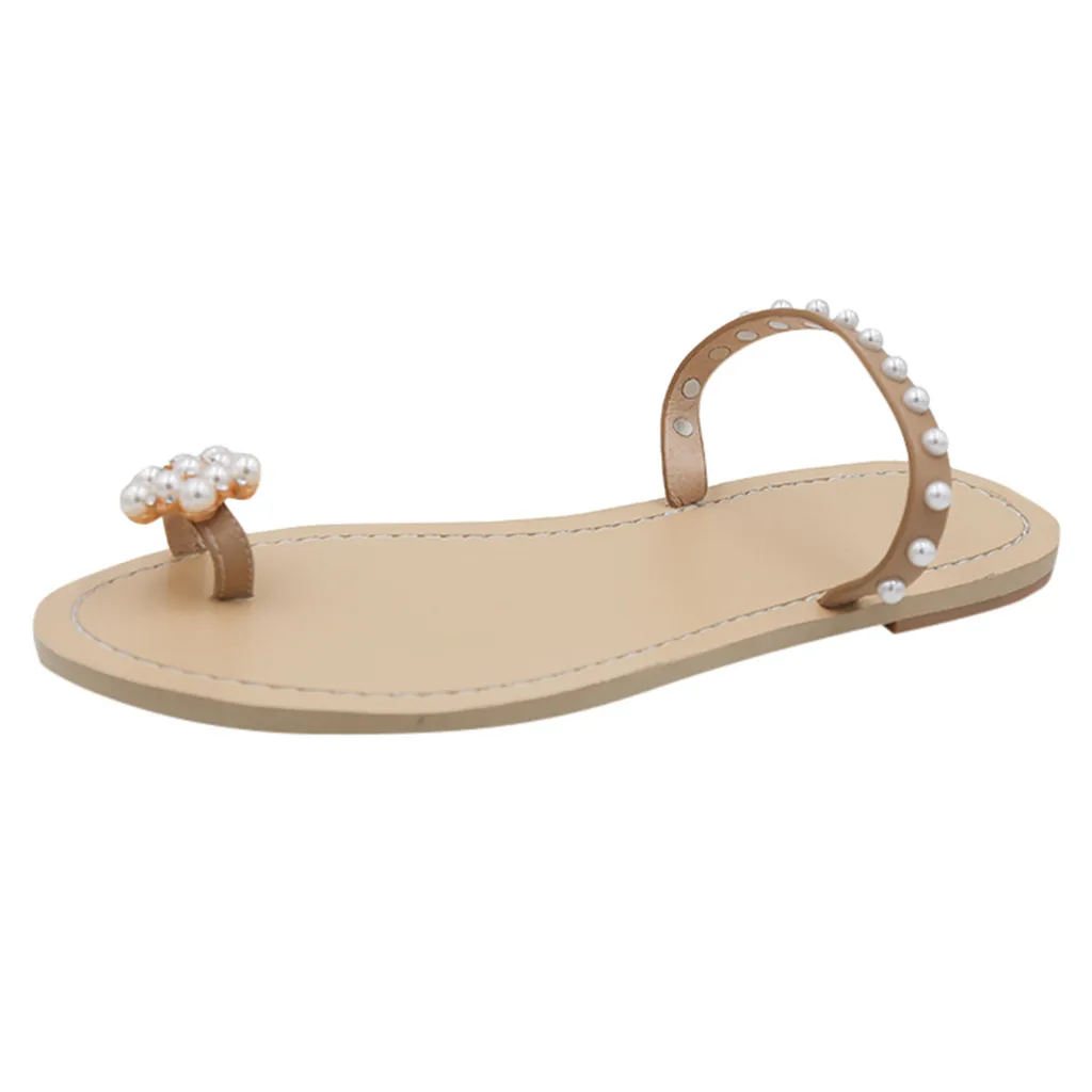 

SAGACE Bohemia Slippers Women Toe Ring Sandals Pearl Floral Beach Slippers Flat Slides flip flops women sandals slipper shoes