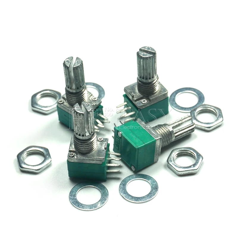 RK097G 5K 10K 20K 50K 100K 500K B5K 6pin shaft 15mm amplifier sealing potentiometer 5pcs rotary potentiometer adjustable resistor