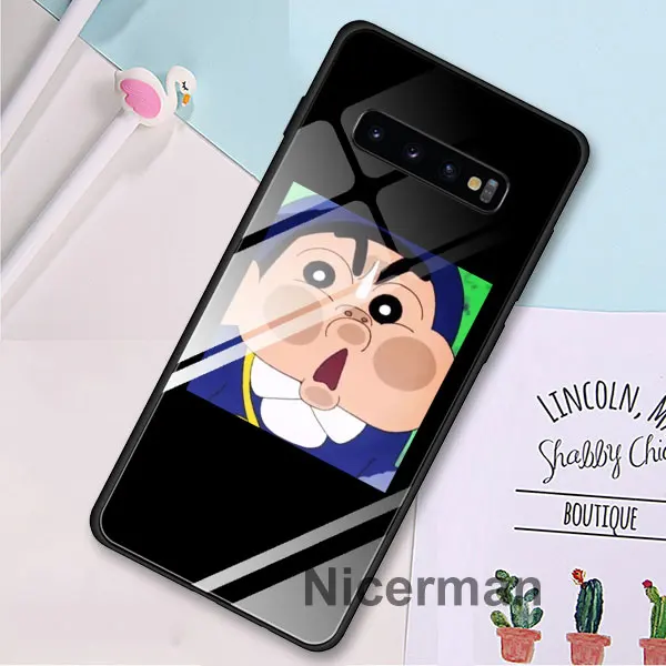 Забавные чехлы из закаленного стекла Crayon Shin-Chan для samsung Galaxy S10 S8 S9 Plus S10e Note 9 10 Plus A50 A30 - Цвет: 03