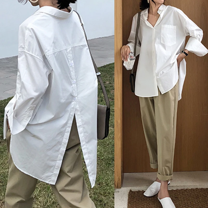 Women's Shirts Stylish Tops and Blouses 2019 Celmia Lapel Casual Solid Long Sleeve Buttons Asymmetric Ladies Baggy Blusas S-5XL