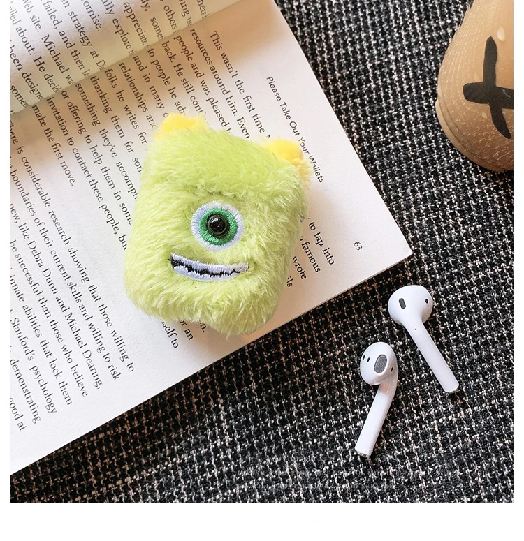 Green Kawaii плюшевый чехол для наушников с животными для AirPods 2 пушистый милый чехол для наушников Аксессуары беспроводной Bluetooth защитный чехол - Цвет: Green