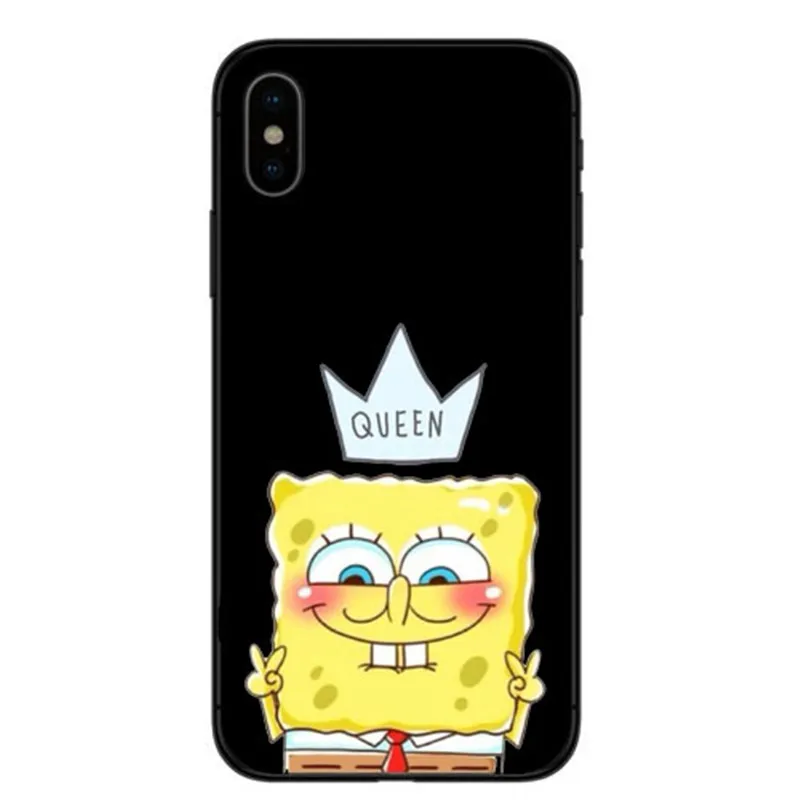 SpongeBobs Квадратные Штаны Губка Bobs лучший друг черный ТПУ Мягкий силиконовый чехол для телефона для iphone 11ProMax X XR XMax 8Plus 7 6 5 - Цвет: TPU