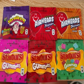 

Cannaburst Gummies Mylar Bag 500mg Empty Edibles Zipper Retail Storage Packaging For Dry Herb Tobacco Flower