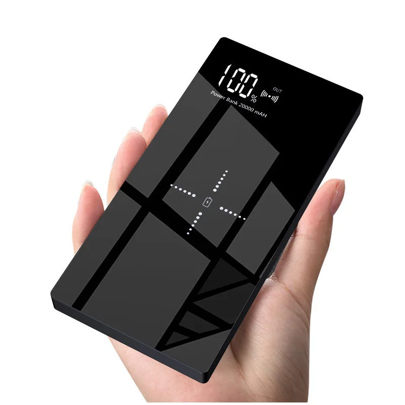 

Mirror 30000mah Power Bank QI Wireless Charger For iPhone External Battery Bank Built-in Wireless Charger Powerbank Portable