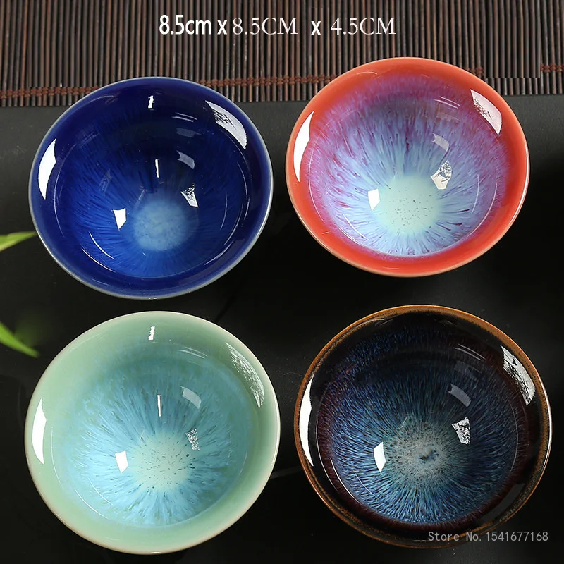 Chinese Kung Fu teacup kiln changeable glaze teacup household single-cup brewing tea cup hat tea bowl ceramic teacup