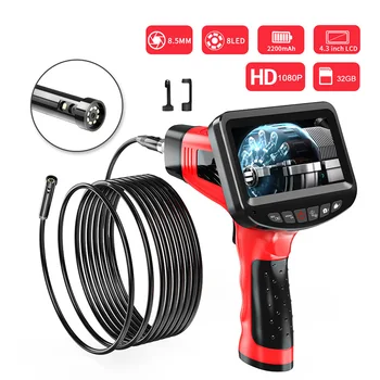 8.5MM 1080P HD Digital Dual Lens Borescope Camera Waterproof 4.3 Inch LCD Snake Camera Industrial Endoscope with 32GB TF Card