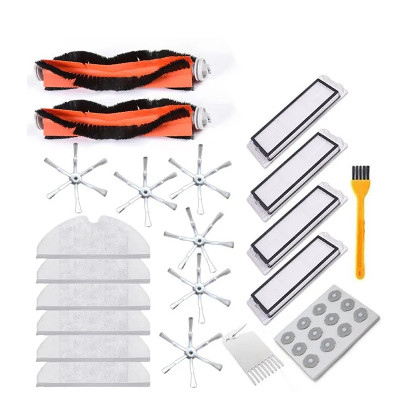 

32Pcs Replacement Roller Brushes Cleaning Brushes Filters Rags Side Brushes Water Tank Filters for Robot S50 S51 for xiaomi