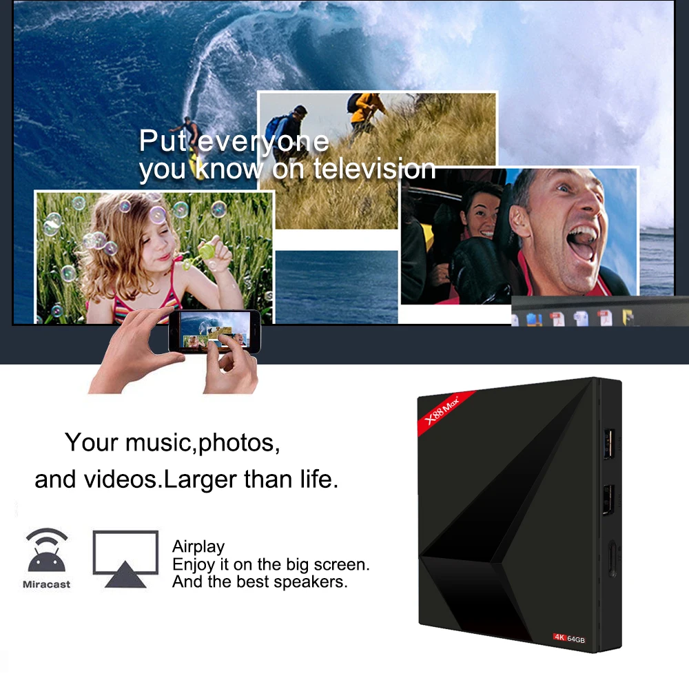 Android 9,0 ТВ приставка 4 Гб 64 Гб X88 Max+ RK3318 четырехъядерный 64 бит Cortex-A53 100 м двойной Wifi BT4.0 H.265 4K медиаплеер Смарт ТВ приставка