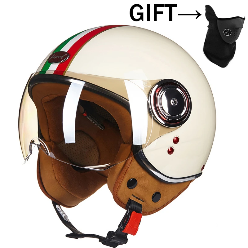 Casco de cara abierta para hombre y mujer, protector de cabeza para motocicleta, Chopper, primavera y otoño, - AliExpress