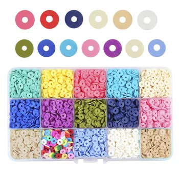 

240pcs（Suit）15 colors Flat Round Polymer Charm Beads Chip Disc Spacer Handmade Beads For DIY Jewelry Making Candy Bracelet