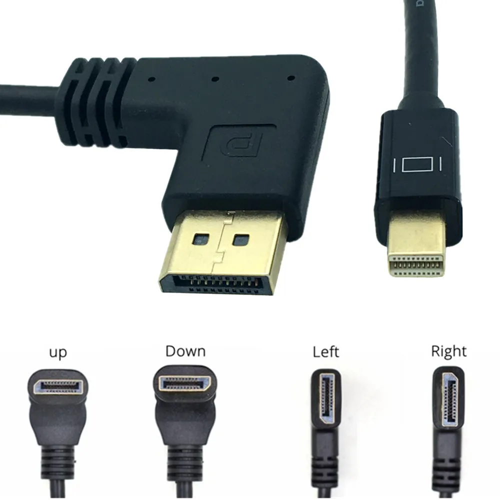 

Thunderbolt Mini Displayport to Displayport Right Angle Cable Adapter Mini DP to DP 90 degree Converter Cable to DP Cable 4K