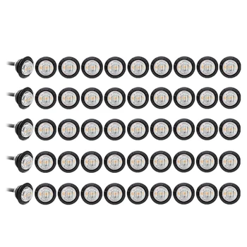 

50Pcs Small Round 3/4 Inch Clear Lens Red 3LED Side Marker Mount Indicator Light Clearance Lamp for Truck RV Jeep ATV